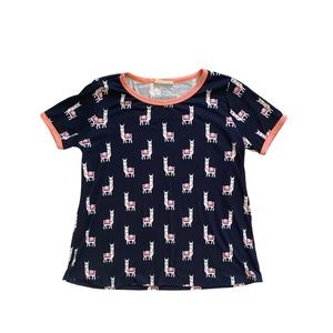 LModCloth Peach Love Alpaca Llama vintage 90s y2k style ringer novelty te…